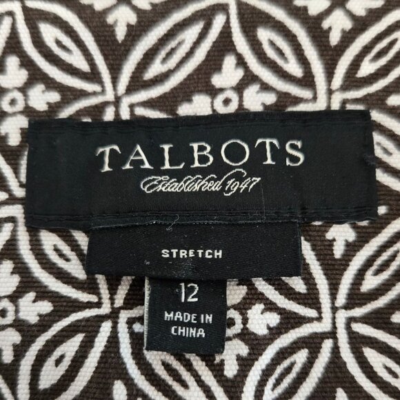 Talbots Womens Short Swing Jacket Size 12 Brown & White Patterned Button-Front - Picture 6 of 7